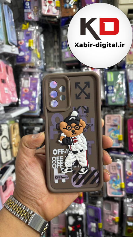 قاب گوشی Galaxy A23 4gسامسونگ سیلیکونی Solid Case ضد ضربه عروسکی برجسته طرح خرس قهوه ایی محافظ لنز دار