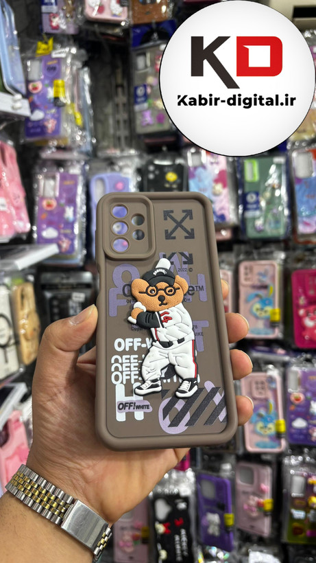 قاب گوشی Galaxy A23 4gسامسونگ سیلیکونی Solid Case ضد ضربه عروسکی برجسته طرح خرس قهوه ایی محافظ لنز دار