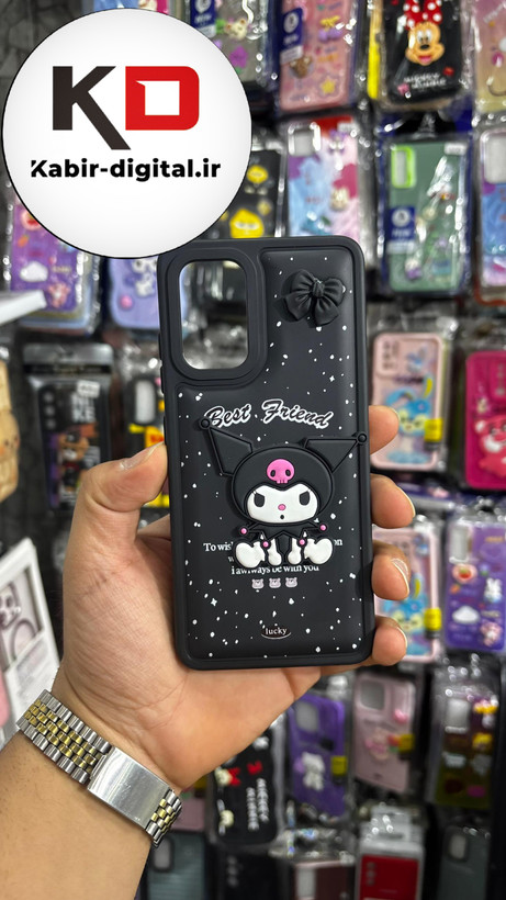 قاب گوشی Galaxy A32 4g سامسونگ طرح سیلیکونی Solid عروسکی برجسته طرح کرومی مشکی