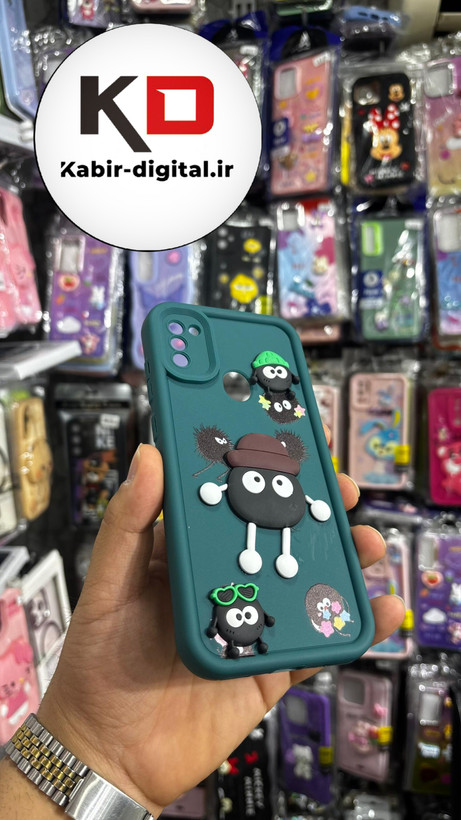 قاب گوشی Galaxy A11/M11 سامسونگ طرح سیلیکونی ژله ای سولید SOLID سه بعدی برجسته عروسکی میکروب سبز محافظ لنزدار