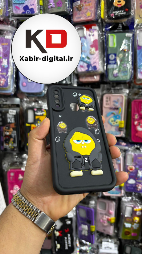 قاب گوشی sGalaxy A20sسامسونگ سیلیکونی Solid Case ضد ضربه عروسکی برجسته طرح باب اسفنجی گنگ محافظ لنز دار