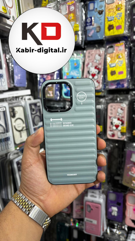 قاب طرح ضد ضربه مات یانگ کیت YoungKit گوشی iphone 15 Pro Max اپل آیفون رنگ سبز آبی