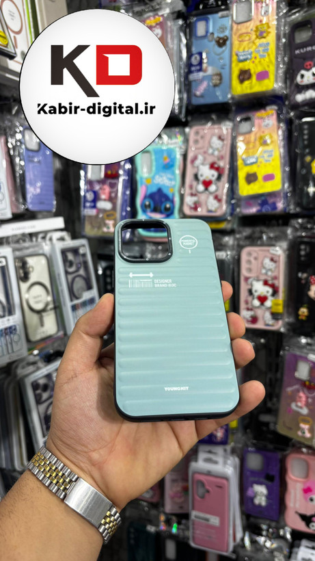 قاب طرح ضد ضربه مات یانگ کیت YoungKit گوشی iphone 15 Pro Max اپل آیفون رنگ سبز آبی