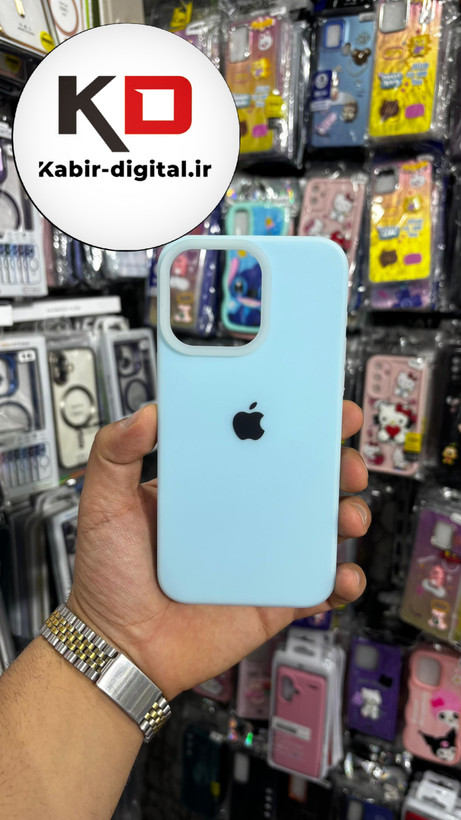 قاب گوشی iPhone 15 Pro Max آیفون Q Series اورجینال سیلیکونی رنگ پاستلی آبی روشن