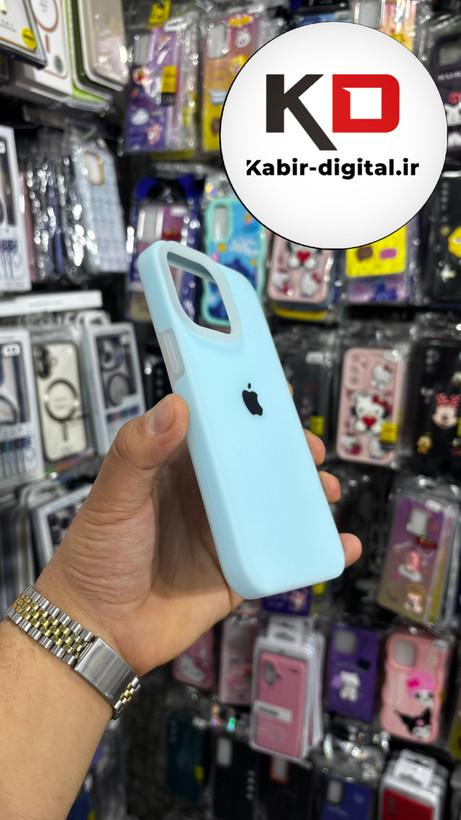 قاب گوشی iPhone 15 Pro Max آیفون Q Series اورجینال سیلیکونی رنگ پاستلی آبی روشن