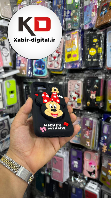قاب گوشی iPhone 11 آیفون سیلیکونی پاک کنی پاپ سوکت دار طرح میکی موس ناز مشکی