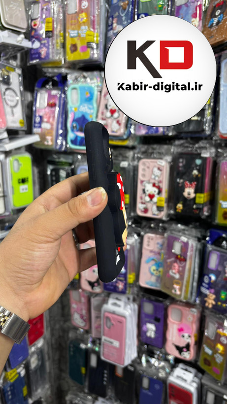 قاب گوشی iPhone 11 آیفون سیلیکونی پاک کنی پاپ سوکت دار طرح میکی موس ناز مشکی