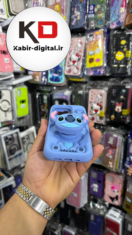 قاب گوشی iPhone 16 Pro آیفون سیلیکونی پاک کنی پاپ سوکت دار طرح استیج Stitch
