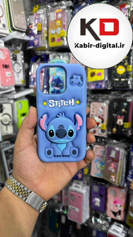 قاب گوشی iPhone 16 Pro آیفون سیلیکونی پاک کنی پاپ سوکت دار طرح استیج Stitch