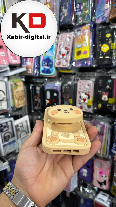 قاب گوشی iPhone 14آیفون سیلیکونی پاک کنی پاپ سوکت دار طرح خرسی تدی کیوت