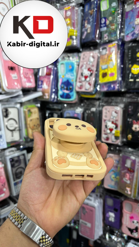 قاب گوشی iPhone 14 Pro - iPhone 15 Pro آیفون سیلیکونی پاک کنی پاپ سوکت دار طرح خرسی تدی کیوت