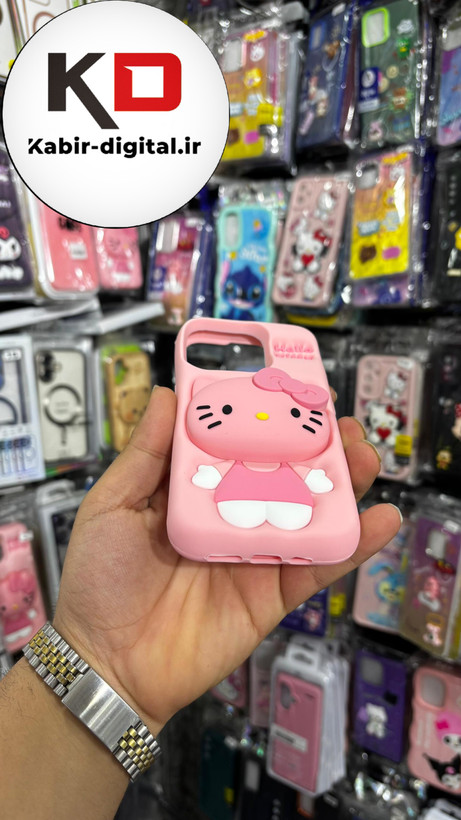 قاب گوشی iPhone 13 Pro آیفون سیلیکونی پاک کنی پاپ سوکت دار طرح کیتی Kitty
