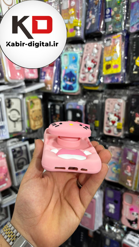 قاب گوشی iPhone 14 Pro - iPhone 15 Pro آیفون سیلیکونی پاک کنی پاپ سوکت دار طرح کیتی Kitty
