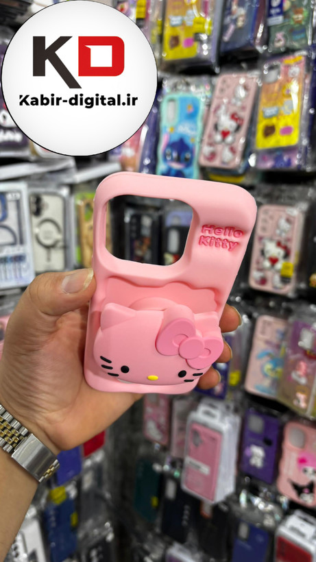 قاب گوشی iPhone 14 Pro - iPhone 15 Pro آیفون سیلیکونی پاک کنی پاپ سوکت دار طرح کیتی Kitty