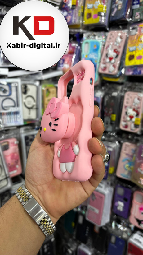 قاب گوشی iPhone 14 Pro - iPhone 15 Pro آیفون سیلیکونی پاک کنی پاپ سوکت دار طرح کیتی Kitty