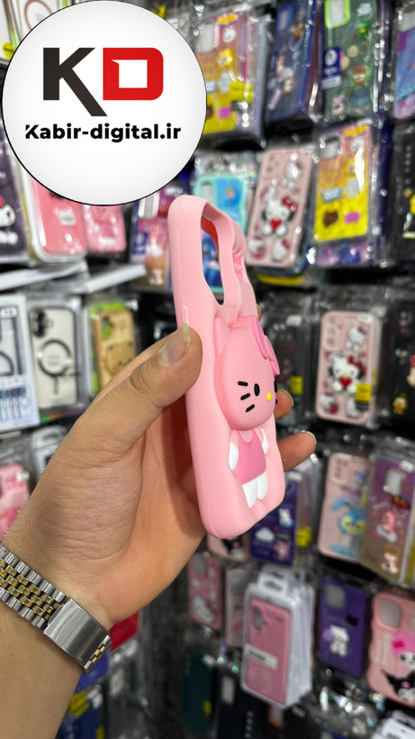قاب گوشی iPhone 14 Pro - iPhone 15 Pro آیفون سیلیکونی پاک کنی پاپ سوکت دار طرح کیتی Kitty