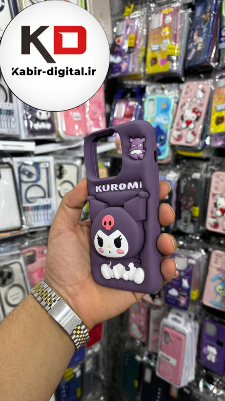 قاب گوشی iPhone 14 Pro - iPhone 15 Pro آیفون سیلیکونی پاک کنی پاپ سوکت دار طرح Kuromi کرومی