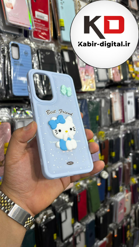 قاب گوشی Galaxy A26/A16سامسونگ طرح سیلیکونی Solid عروسکی برجسته محافظ لنزدار طرح خرس تدی آبی روشن