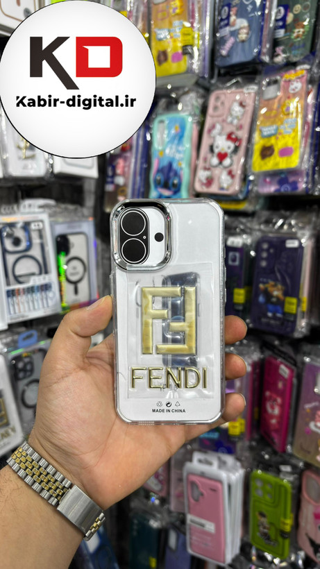 گارد شفاف ژله ایی نوشته طلاکوب برند، مناسب برای آیفون 16- طرح فندی FENDI