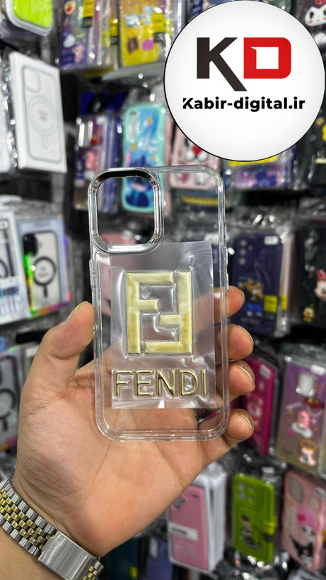 گارد شفاف ژله ایی نوشته طلاکوب برند، مناسب برای آیفون 16- طرح فندی FENDI