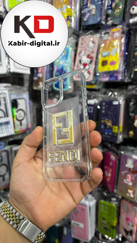 گارد شفاف ژله ایی نوشته طلاکوب برند، مناسب برای آیفون 16- طرح فندی FENDI