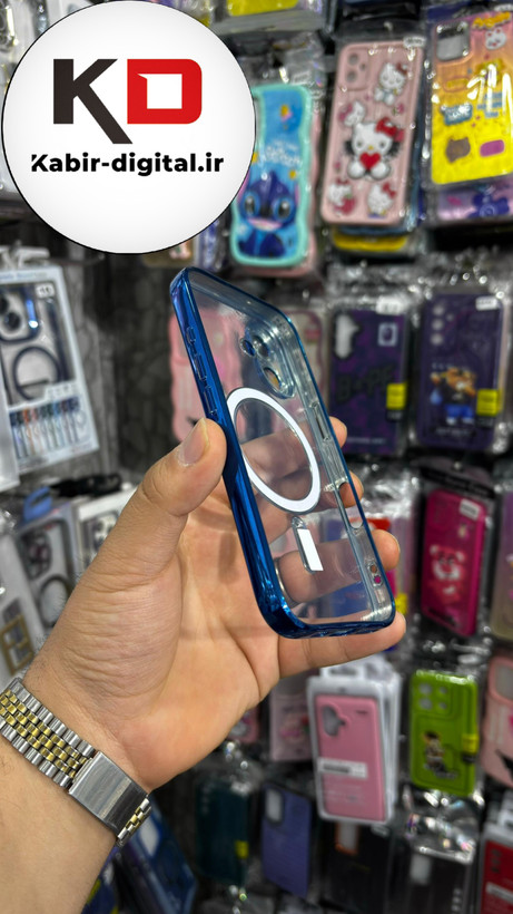 قاب گوشی iPhone 16 آیفون الکترواستاتیک اورجینال مگ سیف محافظ لنز دار گلسی آبی