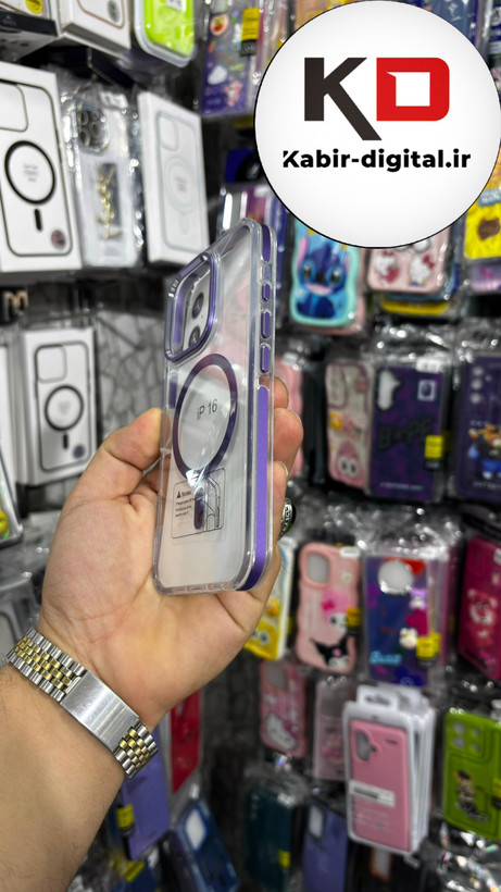 کاور شفاف گرین لاین Delgado مگ سیف اورجینال بنفش مناسب برای آیفون iphone 16