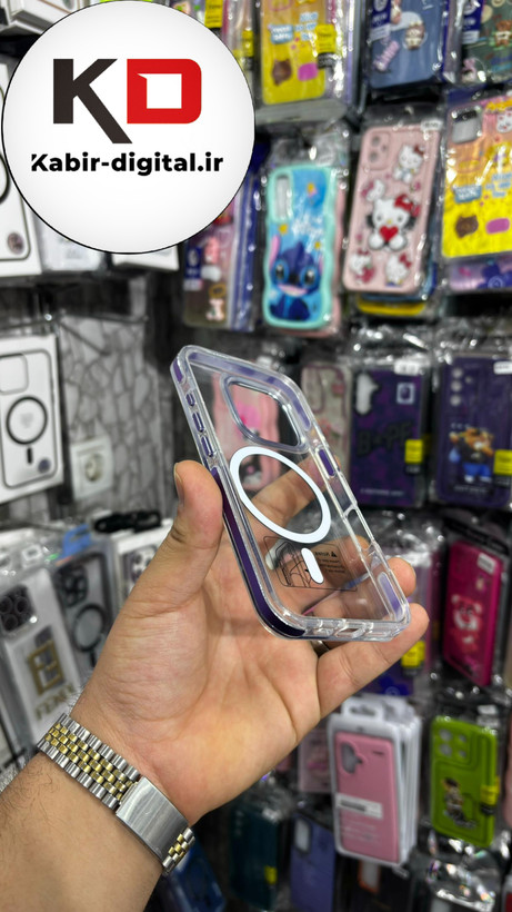 کاور شفاف گرین لاین Delgado مگ سیف اورجینال بنفش مناسب برای آیفون iphone 16
