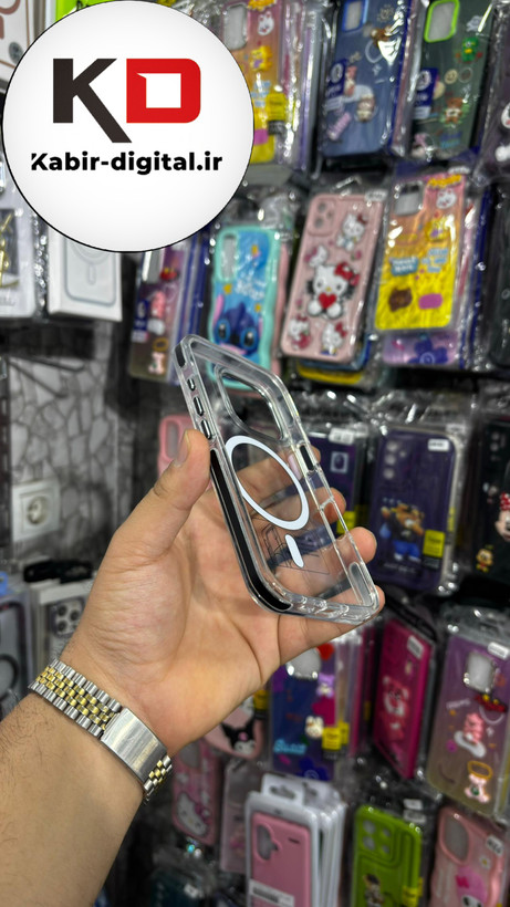 کاور شفاف گرین لاین Delgado مگ سیف اورجینال مشکی مناسب برای اپل iphone 16