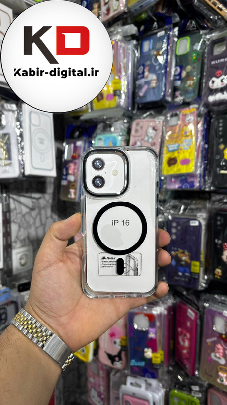 کاور شفاف گرین لاین Delgado مگ سیف اورجینال مشکی مناسب برای اپل iphone 16