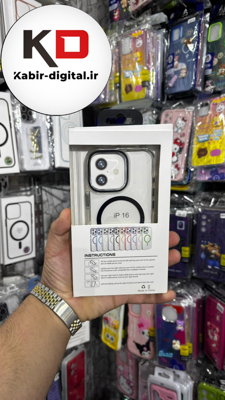 کاور شفاف گرین لاین Delgado مگ سیف اورجینال مشکی مناسب برای اپل iphone 16