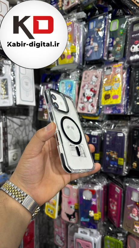 کاور شفاف گرین لاین Delgado مگ سیف اورجینال مشکی مناسب برای اپل iphone 16
