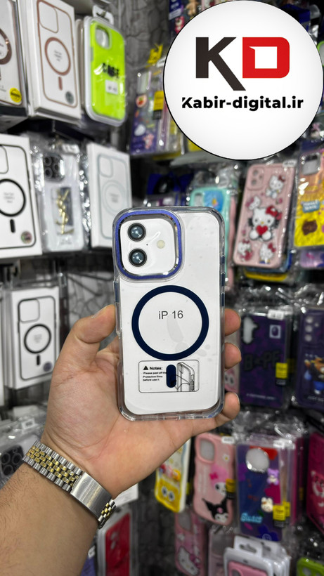 کاور شفاف گرین لاین Delgado مگ سیف اورجینال آبی مناسب برای اپل iphone 16