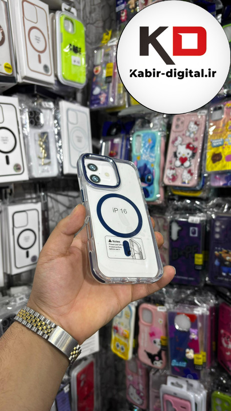 کاور شفاف گرین لاین Delgado مگ سیف اورجینال آبی مناسب برای اپل iphone 16