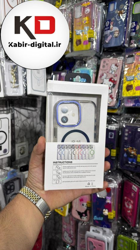 کاور شفاف گرین لاین Delgado مگ سیف اورجینال آبی مناسب برای اپل iphone 16