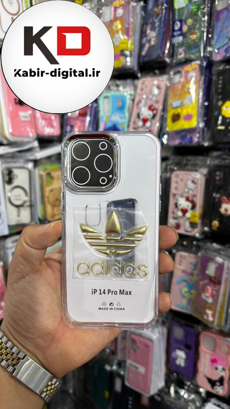 گارد شفاف ژله ایی نوشته طلاکوب برند، مناسب برای آیفون 14pro max- طرح adidas