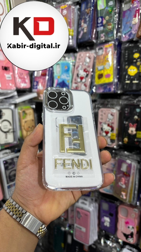 گارد شفاف ژله ایی نوشته طلاکوب برند، مناسب برای آیفون 14pro max- طرح FENDI