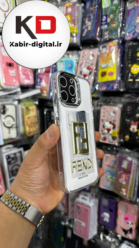 گارد شفاف ژله ایی نوشته طلاکوب برند، مناسب برای آیفون 14pro max- طرح FENDI
