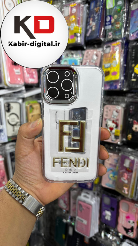 گارد شفاف ژله ایی نوشته طلاکوب برند، مناسب برای آیفون 14pro max- طرح FENDI