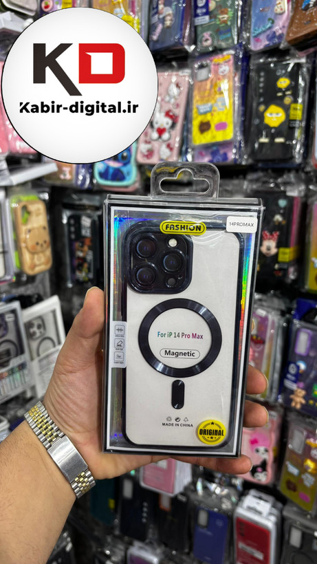 قاب گوشی iPhone 14 Pro Max آیفون Magsafe مگ سیف اورجینال شفاف محافظ لنزدار گلسی سرمه ایی