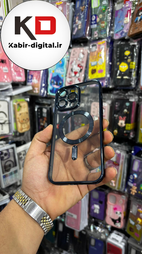 قاب گوشی iPhone 14 Pro Max آیفون Magsafe مگ سیف اورجینال شفاف محافظ لنزدار گلسی سرمه ایی