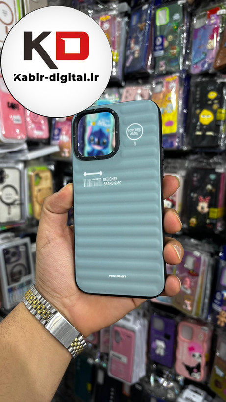 قاب طرح ضد ضربه مات یانگ کیت YoungKit گوشی iphone 14 Pro Max اپل آیفون رنگ سبز آبی