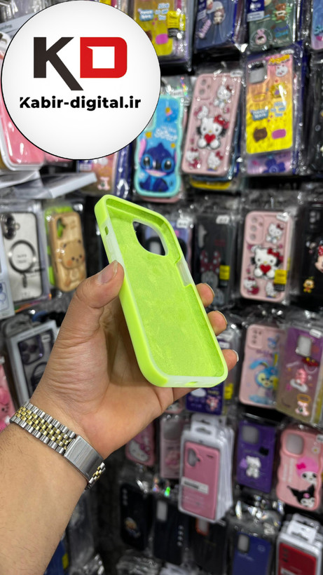 قاب گوشی iPhone 13 آیفون Q Series اورجینال سیلیکونی رنگ پاستلی سبز فسفری