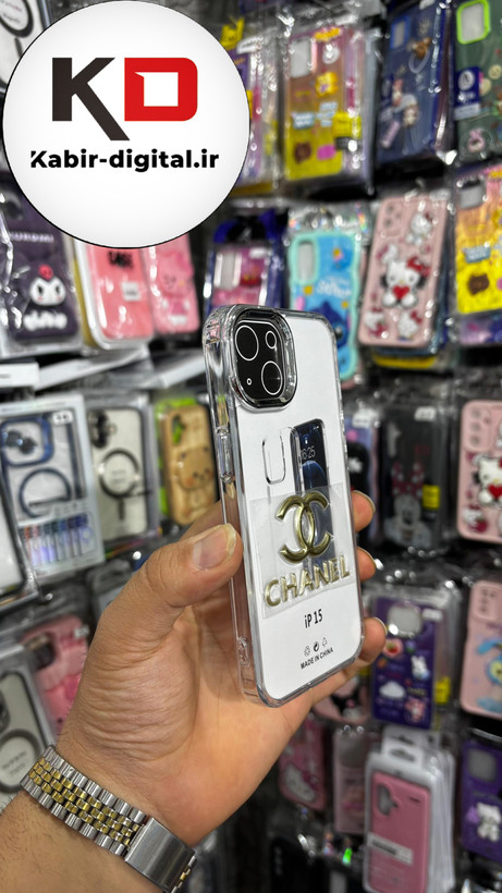 گارد شفاف ژله ایی نوشته طلاکوب برند، مناسب برای آیفون 15 - طرح CHANEL
