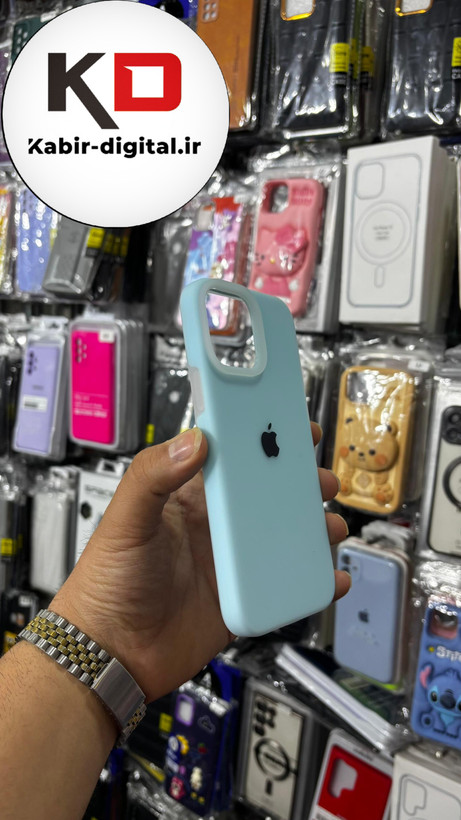 قاب گوشی iPhone 13 Pro Max آیفون Q Series اورجینال سیلیکونی رنگ پاستلی آبی روشن