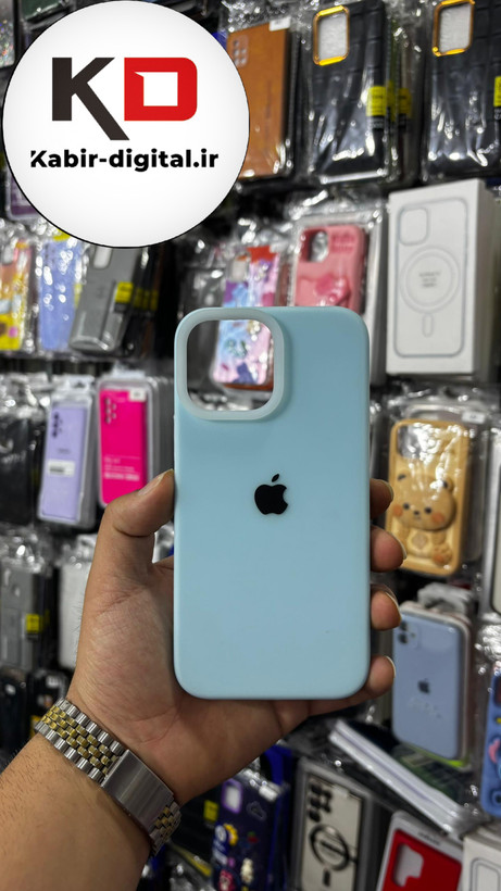 قاب گوشی iPhone 13 Pro Max آیفون Q Series اورجینال سیلیکونی رنگ پاستلی آبی روشن