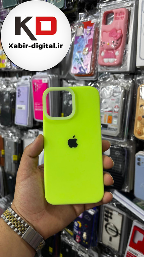 قاب گوشی iPhone 13 Pro Max آیفون Q Series اورجینال سیلیکونی رنگ پاستلی سبز فسفری