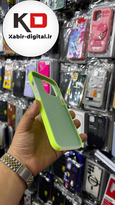 قاب گوشی iPhone 13 Pro Max آیفون Q Series اورجینال سیلیکونی رنگ پاستلی سبز فسفری