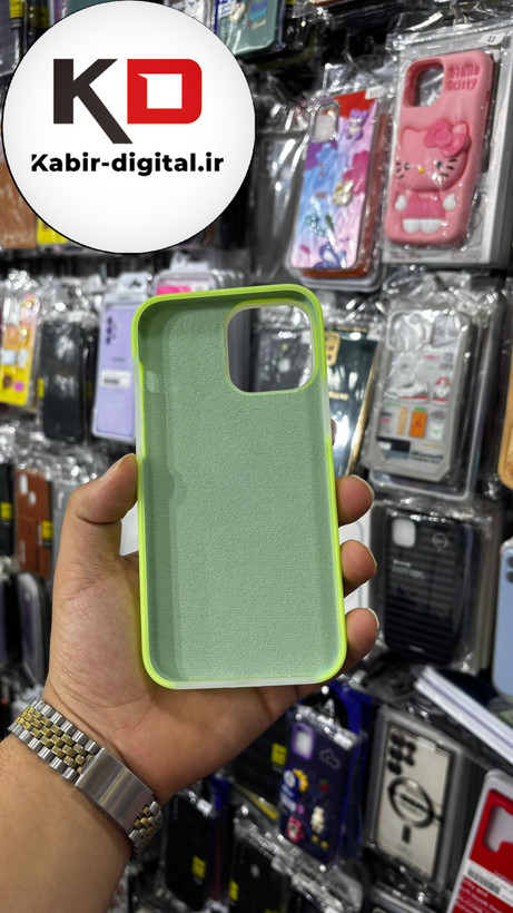 قاب گوشی iPhone 13 Pro Max آیفون Q Series اورجینال سیلیکونی رنگ پاستلی سبز فسفری