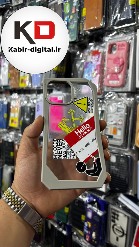 قاب گوشی iPhone 13 pro max آیفون شفاف اورجینال LINOVEO فانتزی چند ضلعی طوسی
